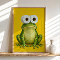 Funny Frog Bathroom Print, Toilet Paper Binoculars, Cute Quirky Restroom Tissue Roll Poster, Guest Bathroom Wall Art, Loo Sign Novelty Gift
