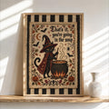 Black Cat Halloween Wall Art, That's It You're Going in the Soup Poster, Cross Stitch Print, Funny Vintage Kitchen Decor, Gothic Witchy Art