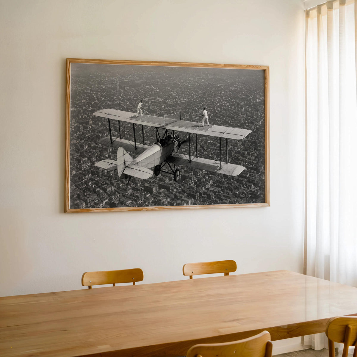 Vintage Airplane Print, Tennis Match On A Plane Photo, Quirky Retro Airline Wall Art, Surreal Sports Decor, Pilot Gift