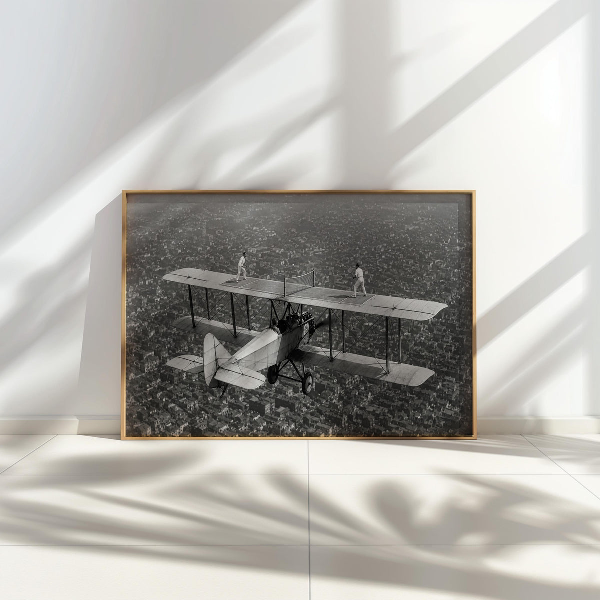Vintage Airplane Print, Tennis Match On A Plane Photo, Quirky Retro Airline Wall Art, Surreal Sports Decor, Pilot Gift
