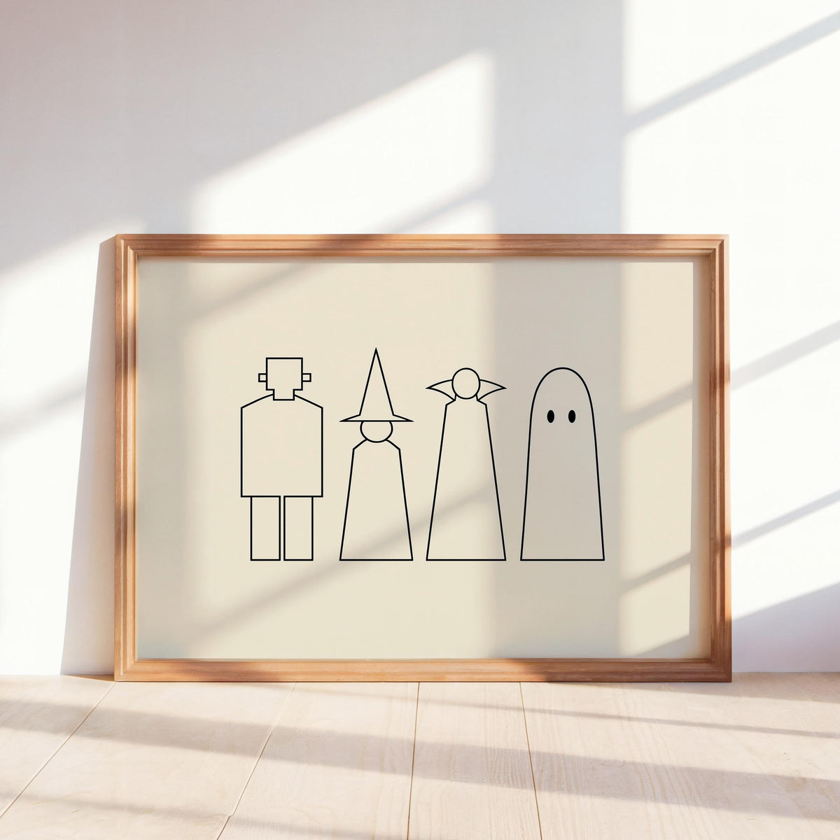 Halloween Monster Line Art, Frankenstein Witch Vampire Ghost Silhouette Print, Minimalist Spooky Season Decor, Witchy Minimalist Poster