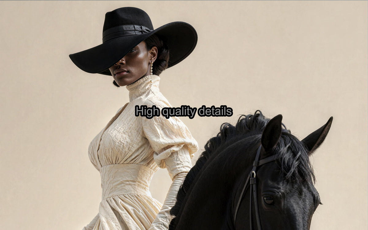 Afrocentric Horse Rider Wall Art, Black Woman Equestrian Fashion Print, Minimalist Girly fine Art, Chic African American Statement Decor