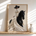 Afrocentric Horse Rider Wall Art, Black Woman Equestrian Fashion Print, Minimalist Girly fine Art, Chic African American Statement Decor