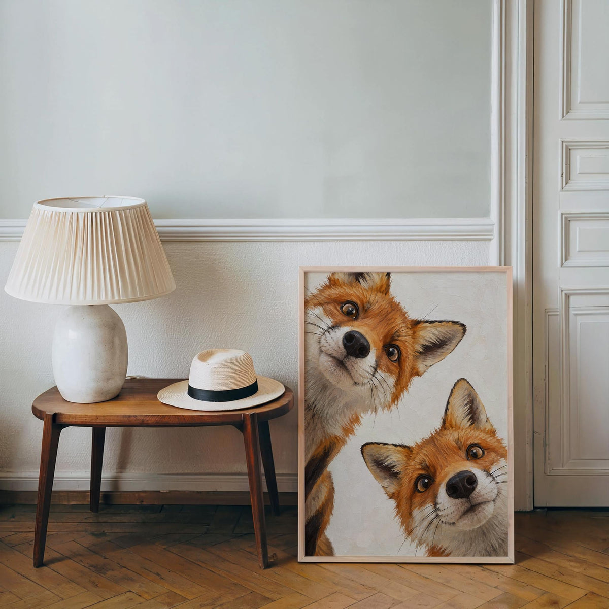 Fox Painting, Vintage Autumn Woodland Animal Print, Cottagecore Farmhouse Painting, Curious Red Foxes Wall Art, Rustic Housewarming Gift