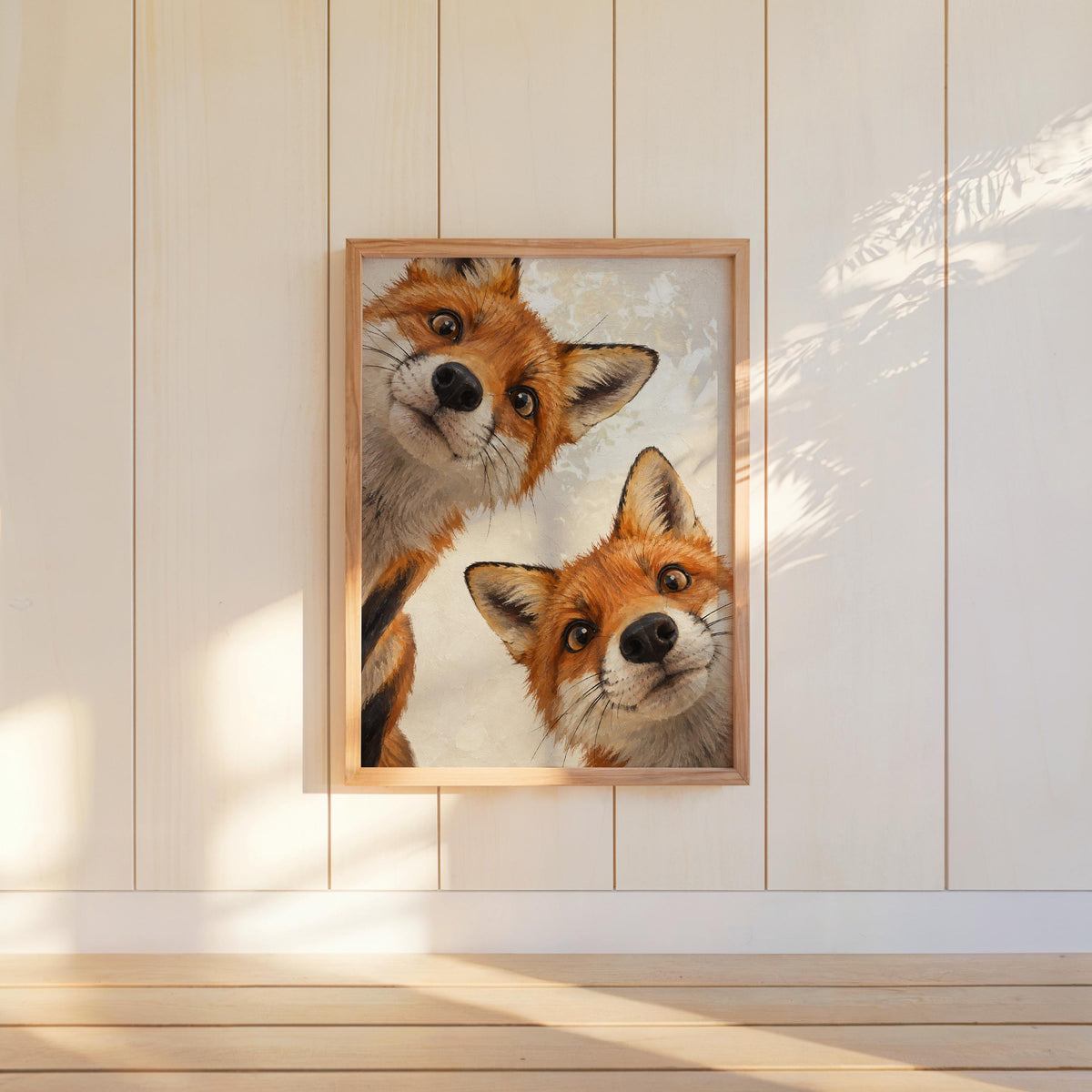 Fox Painting, Vintage Autumn Woodland Animal Print, Cottagecore Farmhouse Painting, Curious Red Foxes Wall Art, Rustic Housewarming Gift