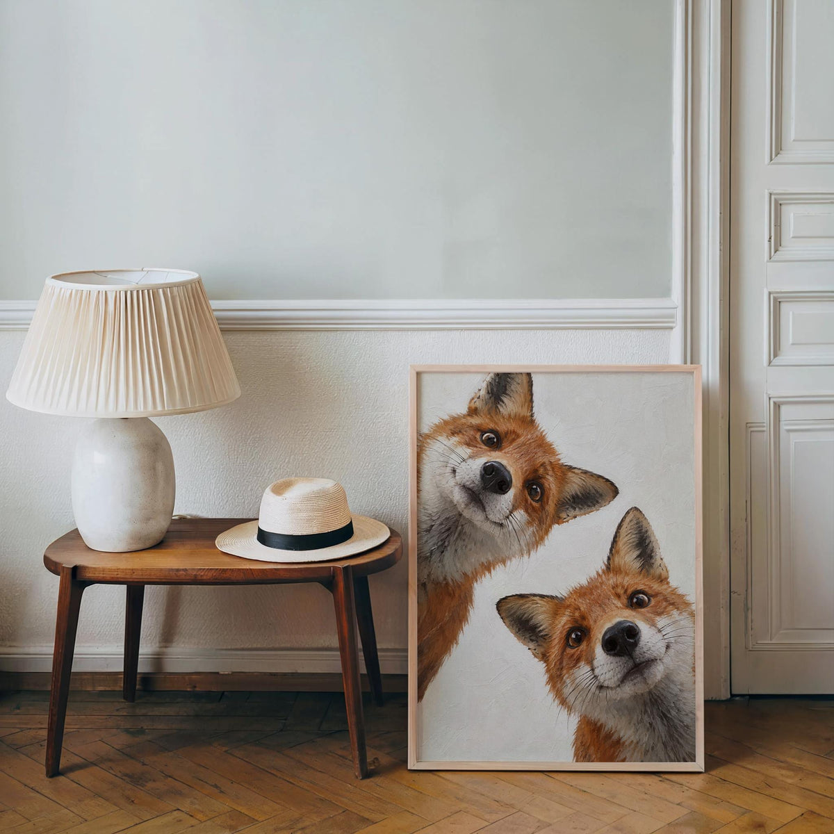 Funny Fox Wall Art, Retro Autumn Woodland Print, Farmhouse Animal Painting, Cottagecore Naturalist Poster, Rustic Forest Gift