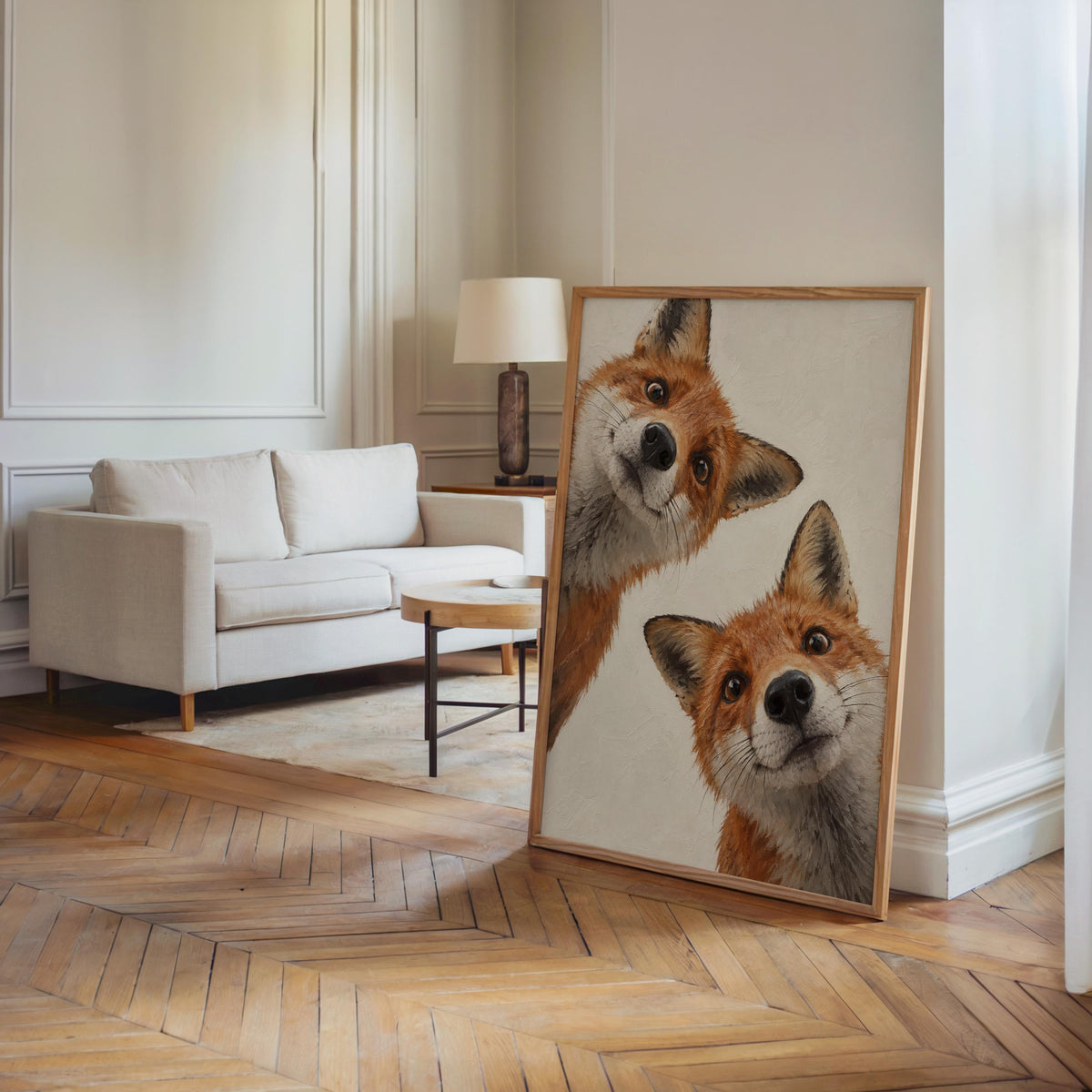 Funny Fox Wall Art, Retro Autumn Woodland Print, Farmhouse Animal Painting, Cottagecore Naturalist Poster, Rustic Forest Gift