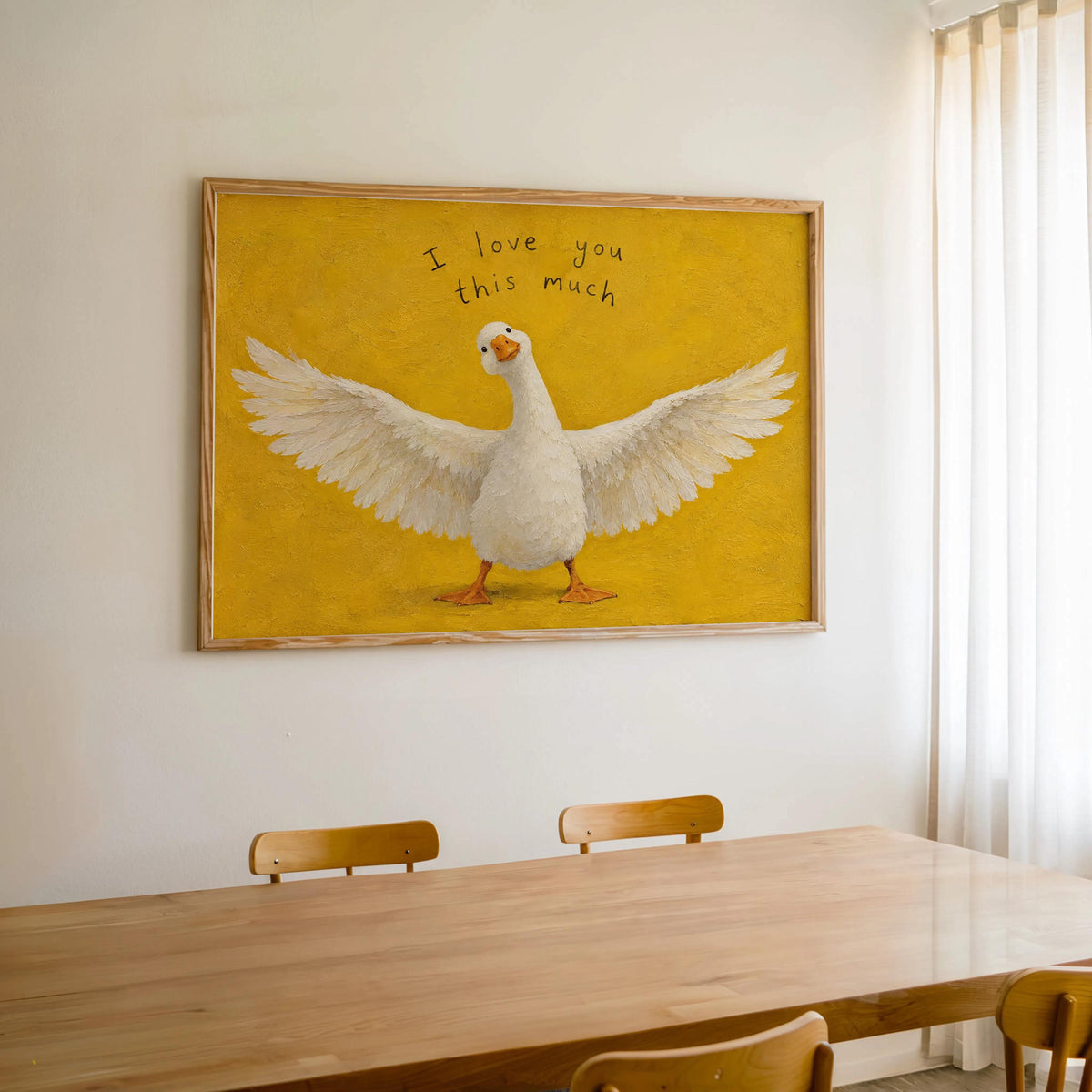 I Love You This Much Goose Wall Art, Funny Cute Valentine Gift for Her or Him, Playful Duck Illustration Print, Anniversary Home Decor