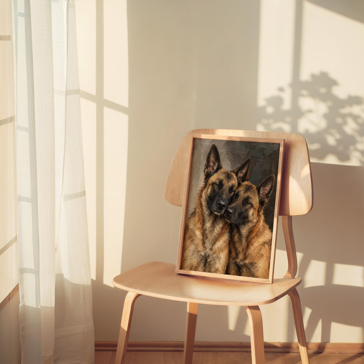Belgian Malinois Dog Print, Expressive Shepherd Dogs Couple Portrait Poster, Textured Pet Wall Art, Vintage Animal Lover Decor Gift