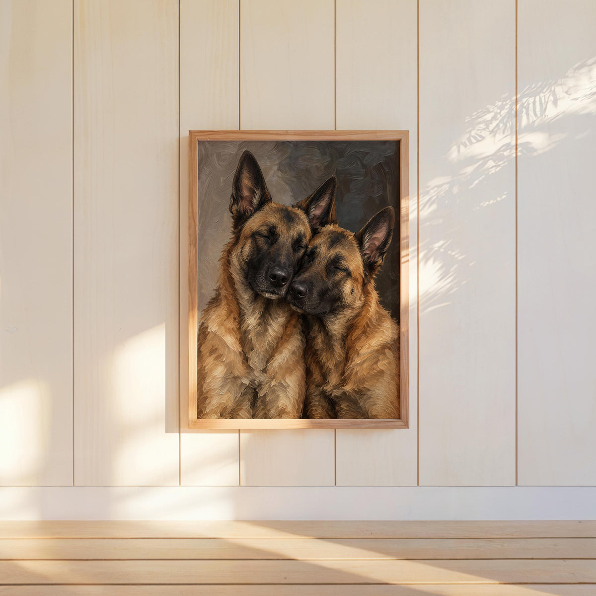 Belgian Malinois Dog Print, Expressive Shepherd Dogs Couple Portrait Poster, Textured Pet Wall Art, Vintage Animal Lover Decor Gift