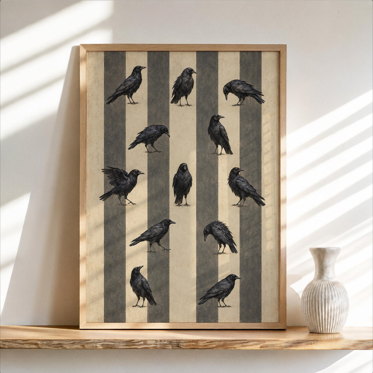 Gothic Crow Print, Halloween Raven Wall Art, Dark Academia Poster, Victorian Bird Decor, Vintage Home Gift, Occult Witchy Style