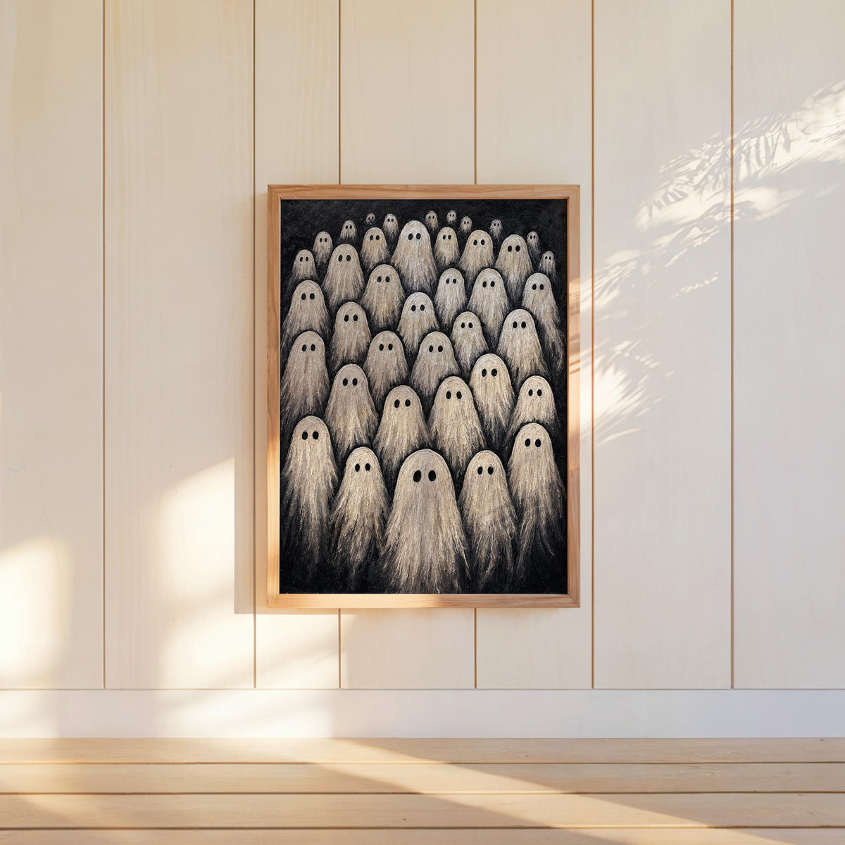Ghost Parade Art Print, Vintage Halloween Wall Decor, Adorable Spooky Spirits, Gothic Home Poster, Moody Trick or Treat Season Gift