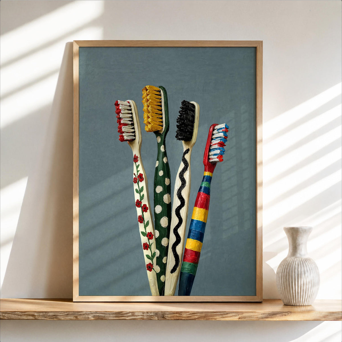 Colorful Toothbrush Print, Kids Bathroom Decor, Playful Dental Office Decor, Vibrant Hygienist Gift,