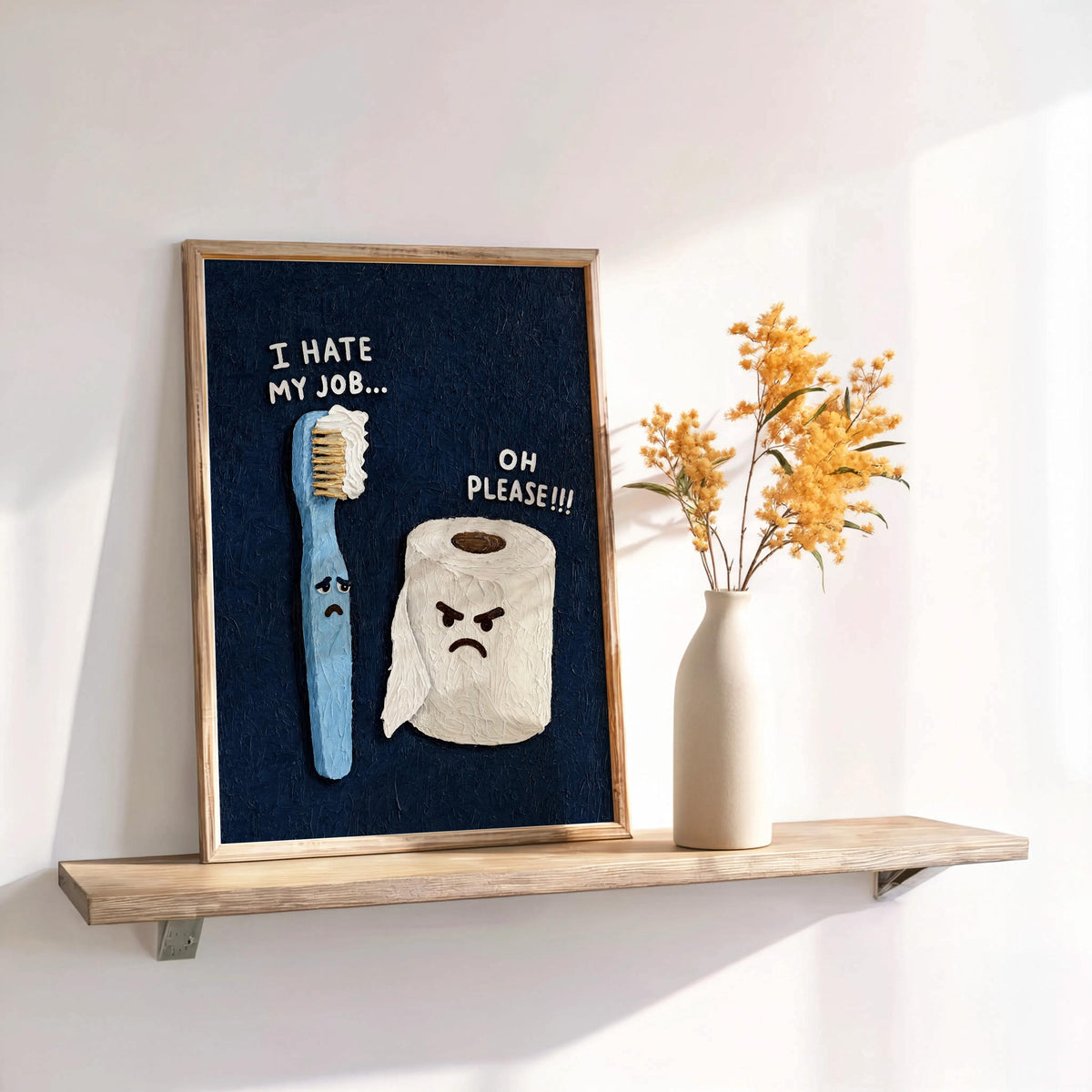 Funny Bathroom Print, I Hate My Job Restroom Wall Art, Sarcastic Toilet Paper & Toohbrush Poster, Quirky Loo Sign Decor, Coworker Gift