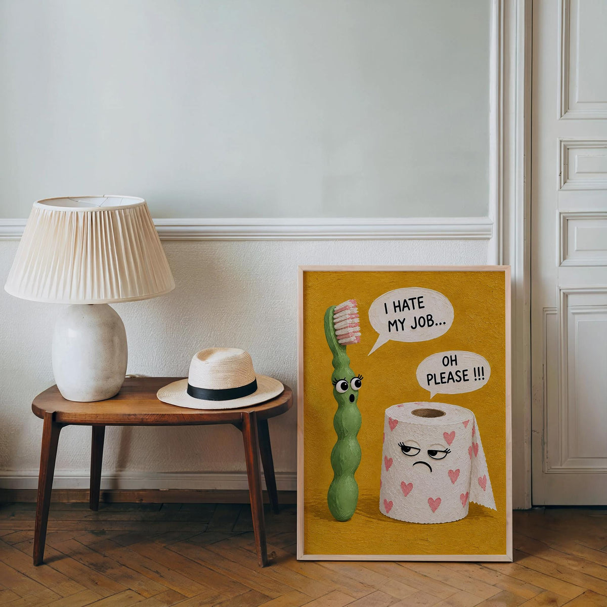 I Hate My Job Bathroom Wall Art, Funny Toilet Paper & Toothbrush Print, Sarcastic Restroom Decor, Quirky Guest Loo Sign, Kids Poster