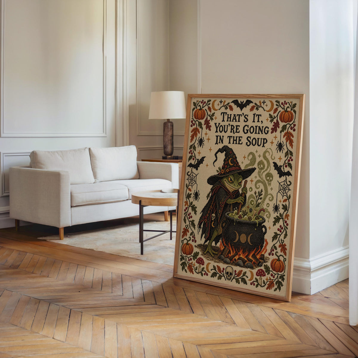 That's It You're Going in the Soup Print, Funny Frog Witch Halloween Wall Art, Vintage Spooky Season Poster, Autumn Fall Decor, Witchy Gift