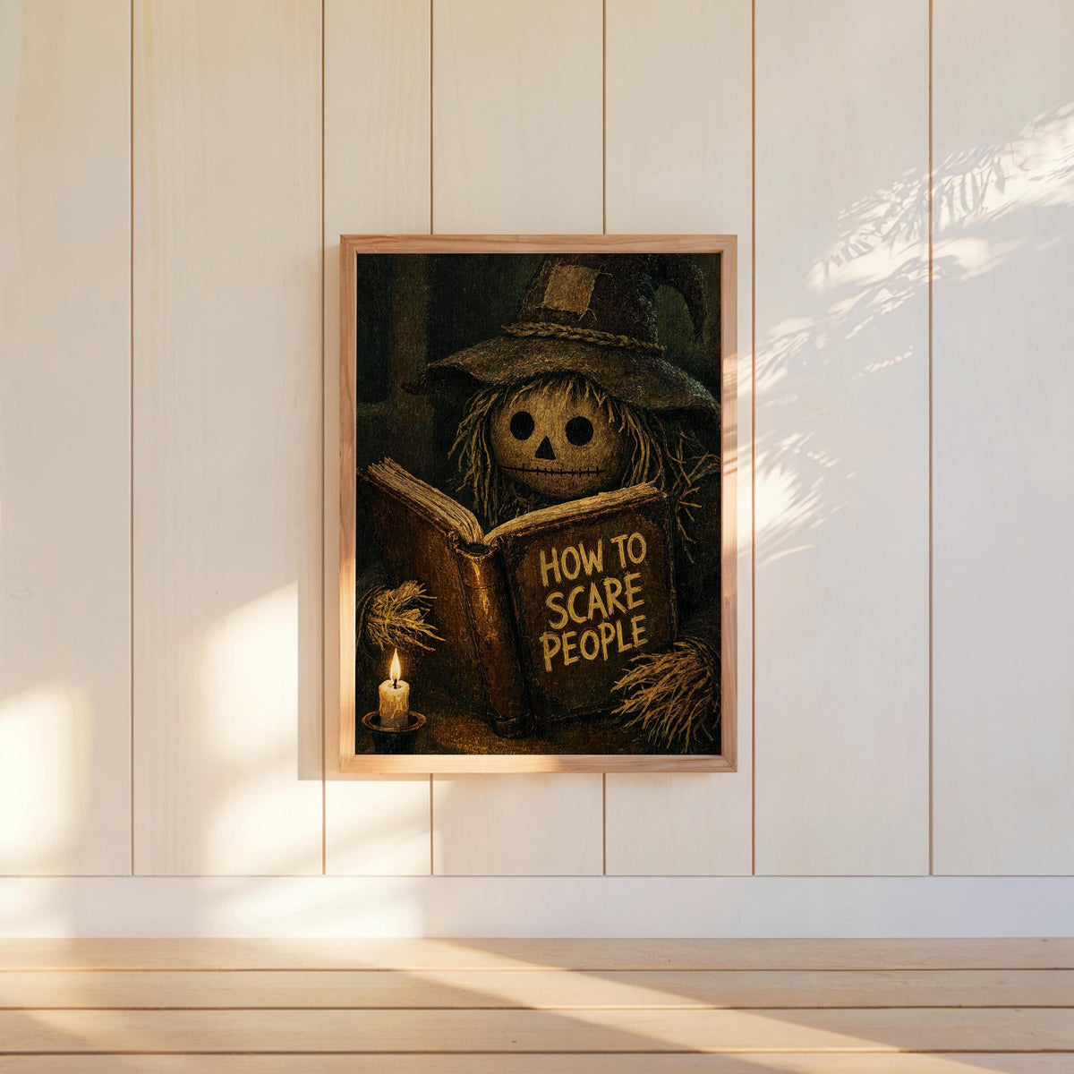 Scarecrow Reading Book Wall Art, Dark Academia Halloween Print, Moody Vintage Gothic Autumn Decor, Funny Spooky Season Poster