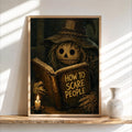 Scarecrow Reading Book Wall Art, Dark Academia Halloween Print, Moody Vintage Gothic Autumn Decor, Funny Spooky Season Poster