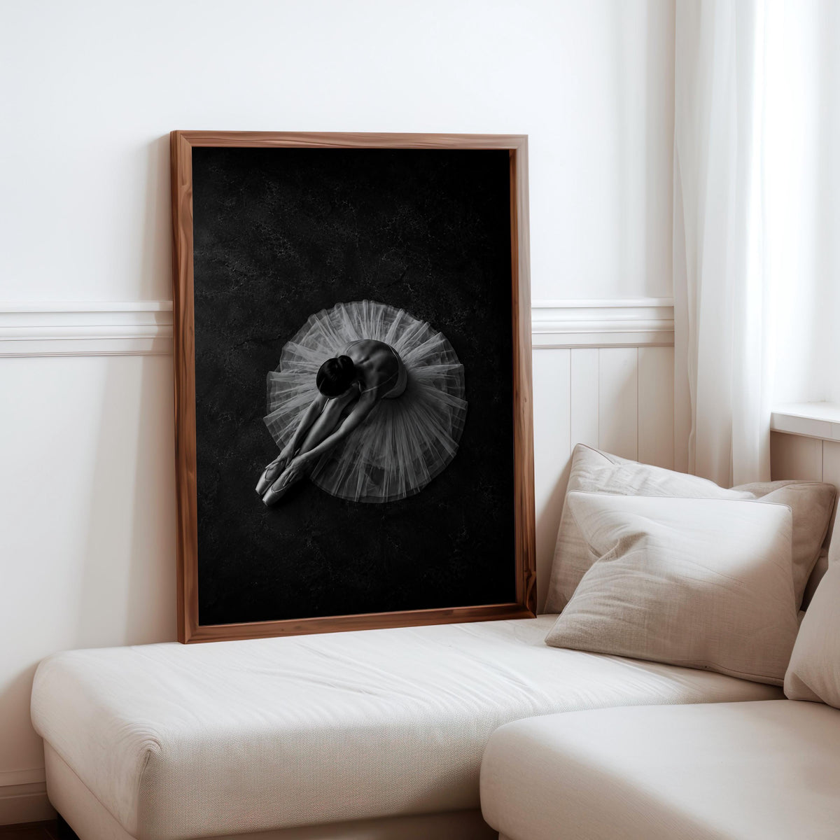 Ballerina Overhead Wall Art, Balletcore Black White Photography, Fine Art Dance Studio Print, Tutu Dancing Gift