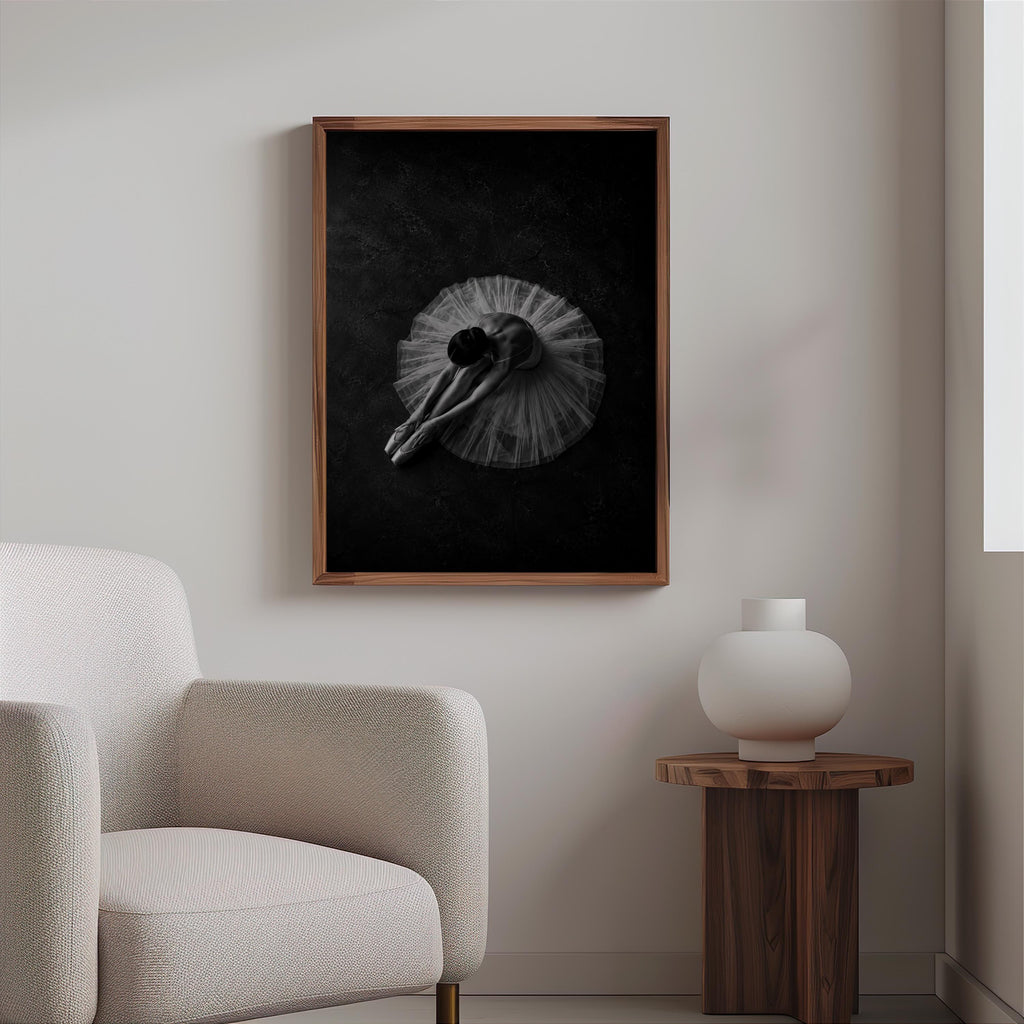 Ballerina Overhead Wall Art, Balletcore Black White Photography, Fine Art Dance Studio Print, Tutu Dancing Gift