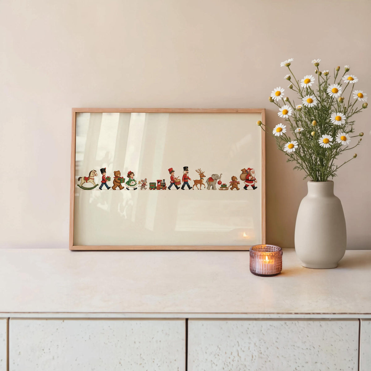 Vintage Christmas Toy Parade Wall Art, Nutcracker Toy Soldier Storybook Illustration, Nursery Xmas Print, Winter Holiday Kids Decor