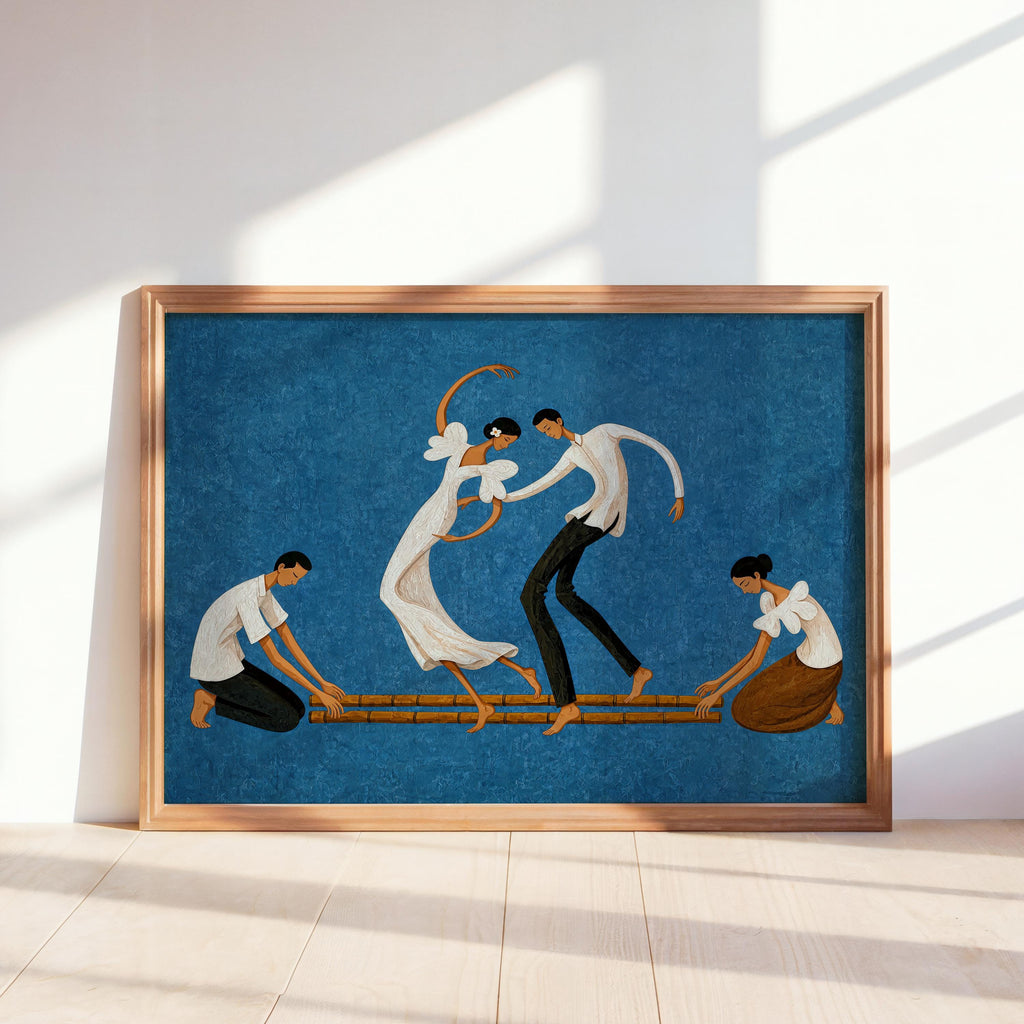 Filipino Tinikling Dance Wall Art, Traditional Bamboo Dancers Print, Philippines Cultural Pinoy Heritage Home Decor, Filipina woman Gift