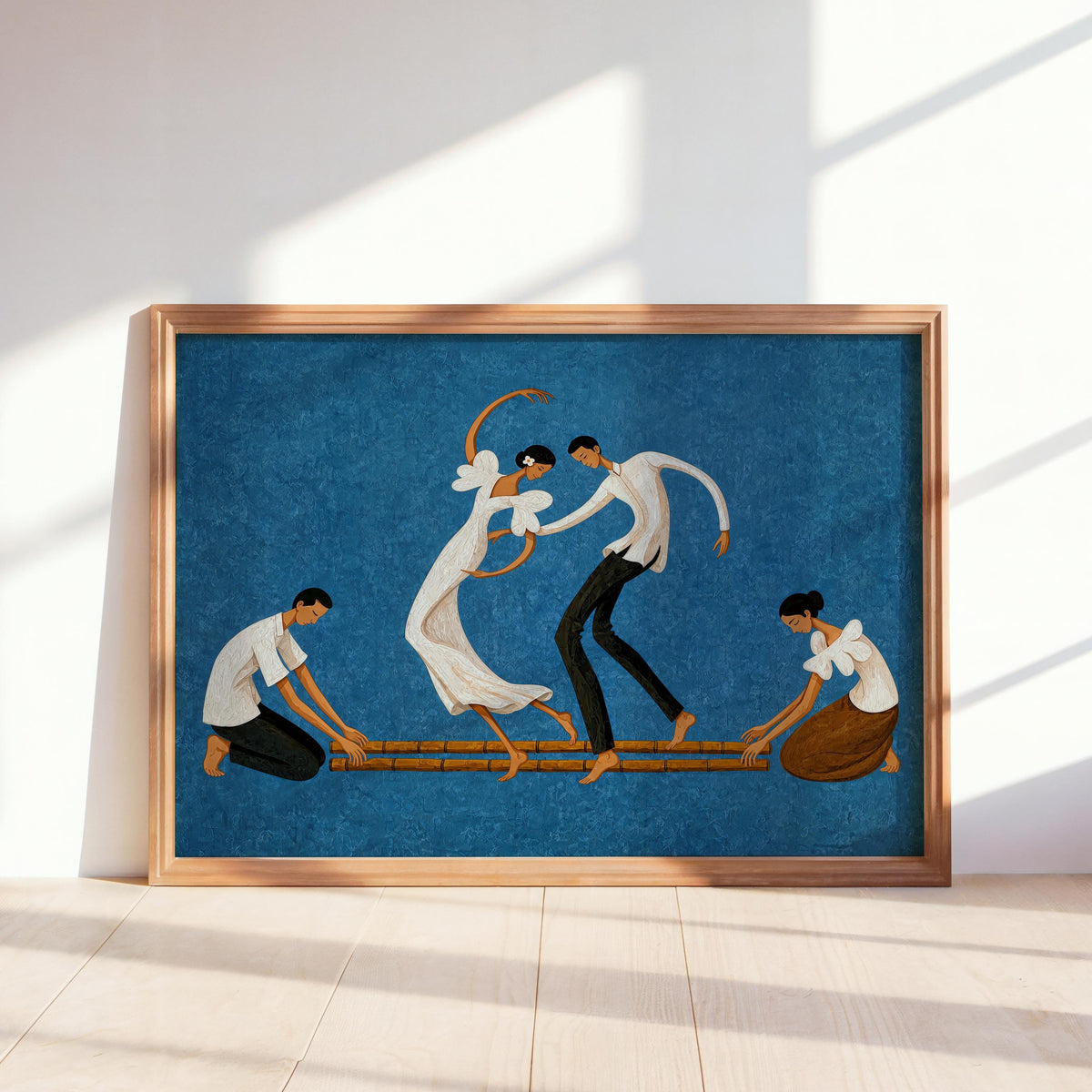 Filipino Tinikling Dance Wall Art, Traditional Bamboo Dancers Print, Philippines Cultural Pinoy Heritage Home Decor, Filipina woman Gift