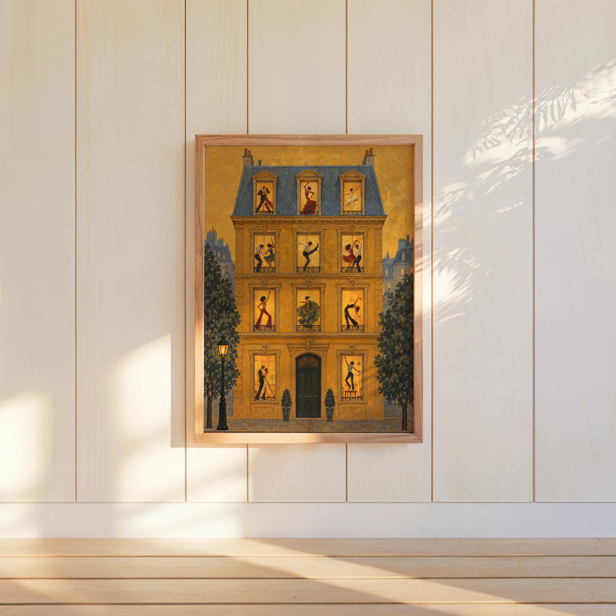 Dance House Poster, Vintage Dancing Wall Art, French Apartment Illustration, Ballroom & Ballet Decor, Retro European Street Scene Print