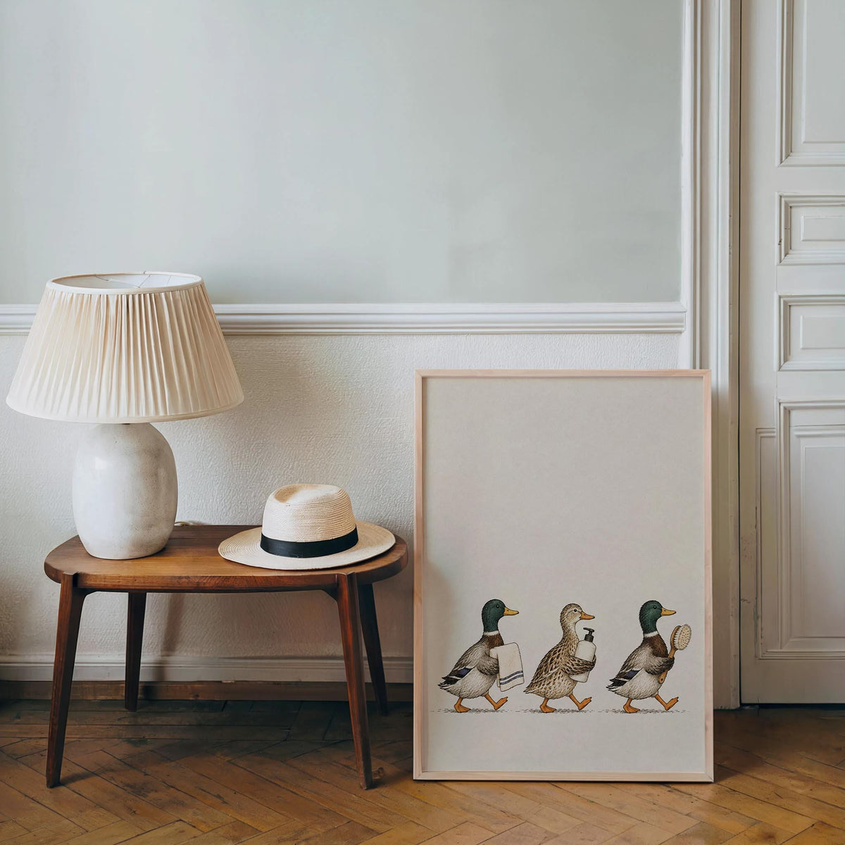 Mallard Ducks Bathroom Print, Vintage Restroom Wall Art, Cute Duck Illustration, Cottagecore Toilet Decor