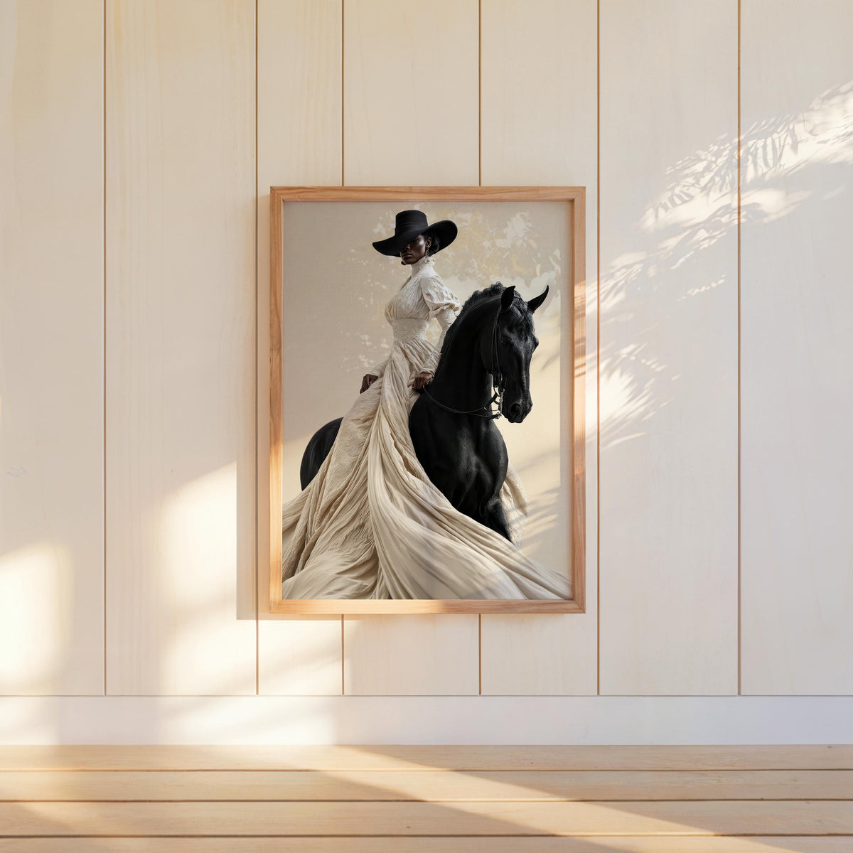Afrocentric Horse Rider Wall Art, Black Woman Equestrian Fashion Print, Minimalist Girly fine Art, Chic African American Statement Decor