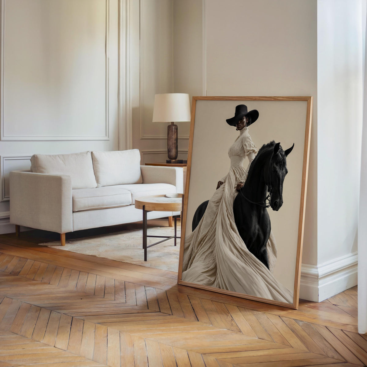 Afrocentric Horse Rider Wall Art, Black Woman Equestrian Fashion Print, Minimalist Girly fine Art, Chic African American Statement Decor