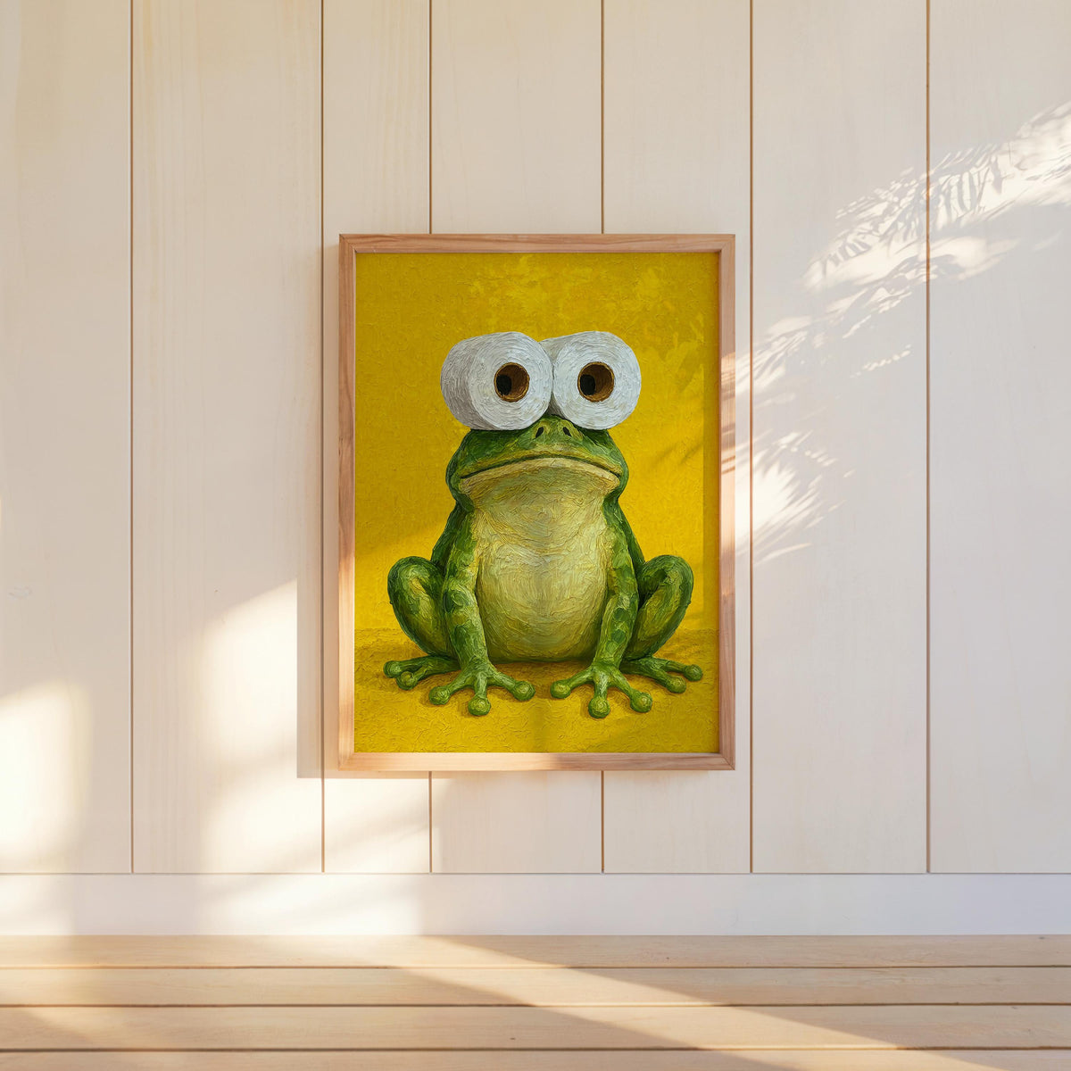 Funny Frog Bathroom Print, Toilet Paper Binoculars, Cute Quirky Restroom Tissue Roll Poster, Guest Bathroom Wall Art, Loo Sign Novelty Gift