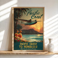 Vintage Airline Print: Honolulu Poster - Retro airplane wall art - Hawaiian Pan Am Poster (Physical)