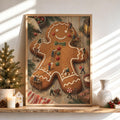 Gingerbread Man Christmas Print, Tiny Workers People Decorating Cookie, Funny Festive Holiday Wall Art, Whimsical Kitchen Dining Room Decor