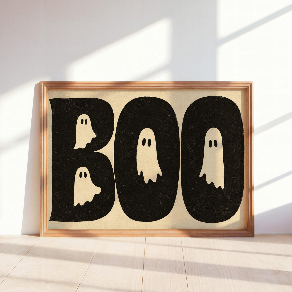 BOO Ghost Typography Print, Retro Halloween Wall Art, Vintage Creepy Cute Poster, Spooky Typography Decor, Witchy Occult Gift