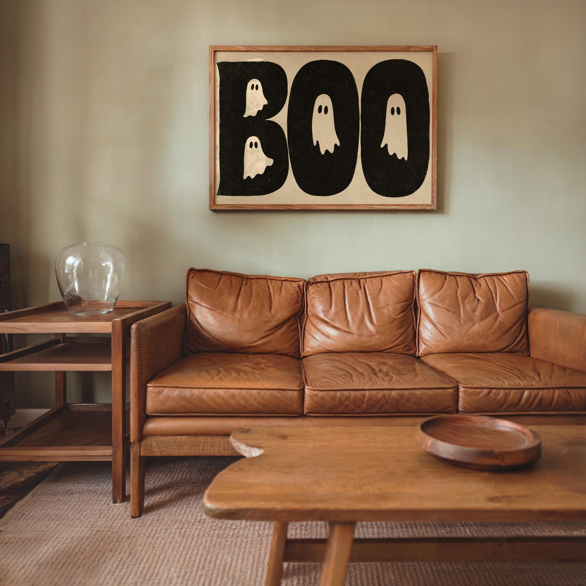 BOO Ghost Typography Print, Retro Halloween Wall Art, Vintage Creepy Cute Poster, Spooky Typography Decor, Witchy Occult Gift