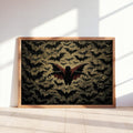 Gothic Vampire Halloween Print, Halloween Bat Poster, Impasto Textured Wall Decor, Dark Fantasy Dracula Art, Spooky Season Decoration