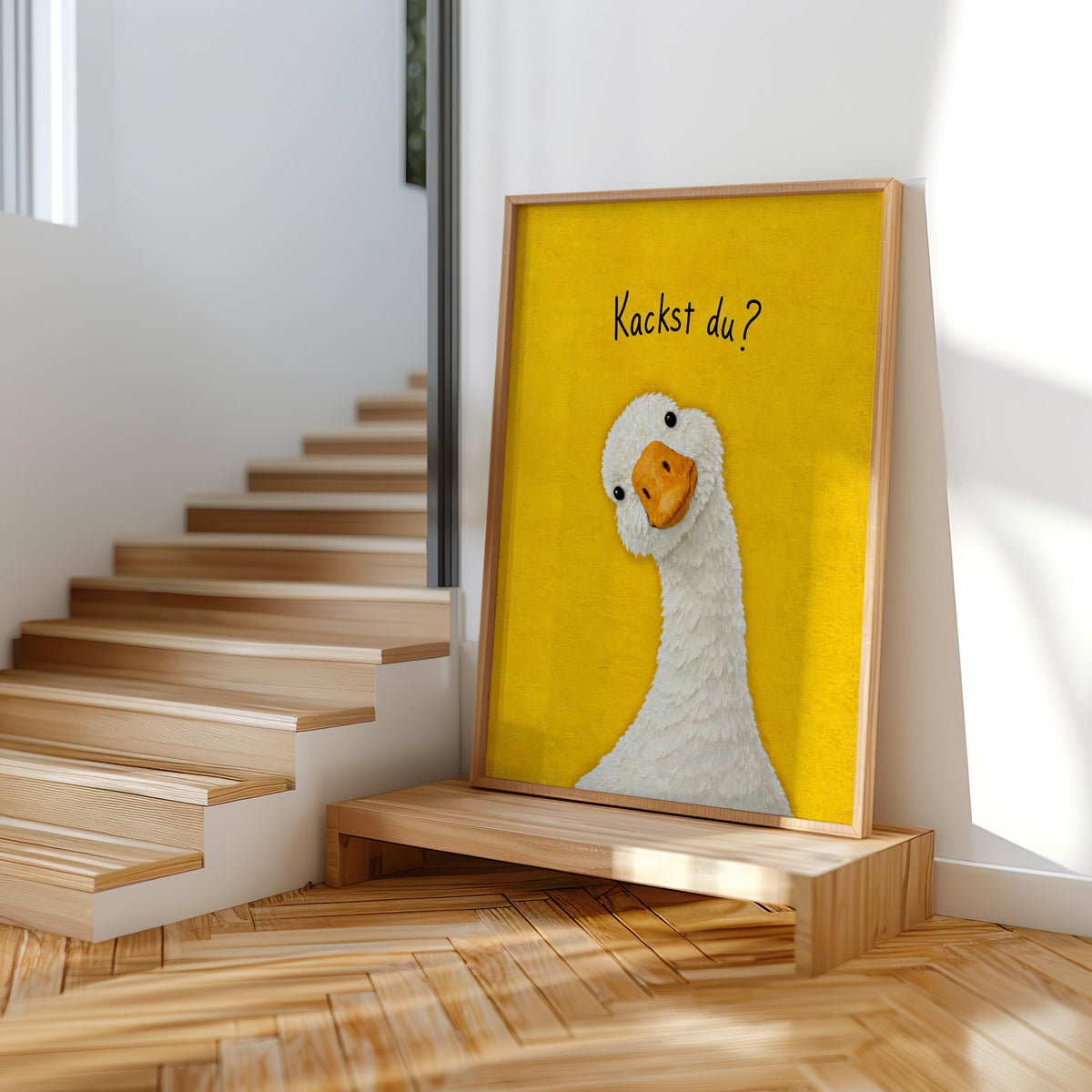 Funny Goose Kackst Du Toilet Print, German Typography Poster, Quirky Bird Bathroom Wall Art, Humorous Animal Print, Loo Sign Gift