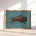 Bison Sketch Wall Art, Western Cowboy Print, Running Buffalo Illustration, Rustic Cabin Wildlife Decor, Americana Wildlife Poster