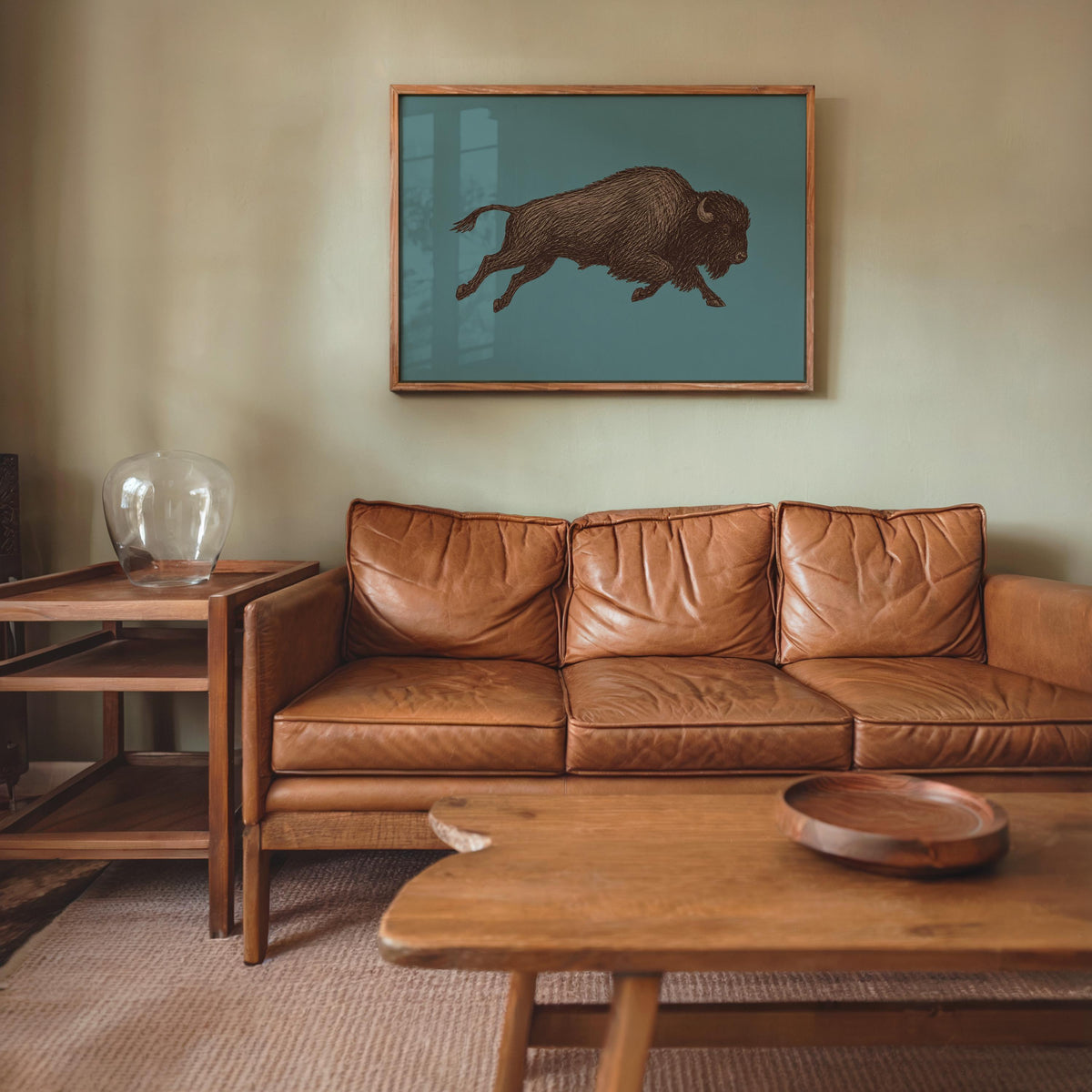 Bison Sketch Wall Art, Western Cowboy Print, Running Buffalo Illustration, Rustic Cabin Wildlife Decor, Americana Wildlife Poster