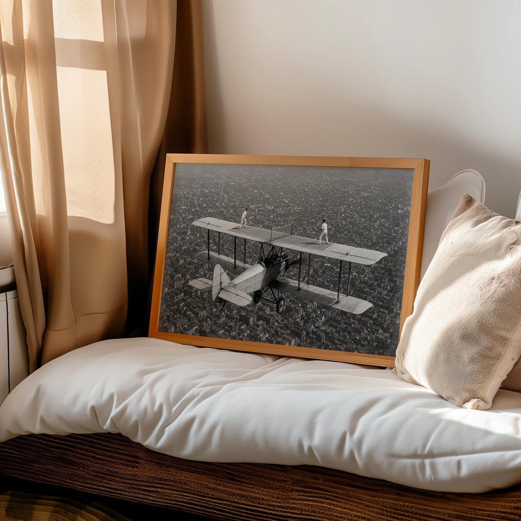 Vintage Airplane Print, Tennis Match On A Plane Photo, Quirky Retro Airline Wall Art, Surreal Sports Decor, Pilot Gift