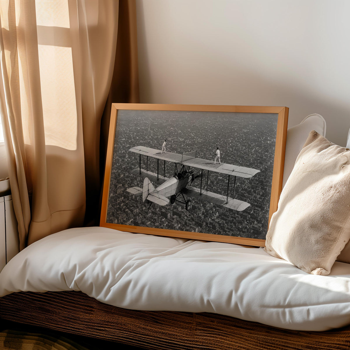 Vintage Airplane Print, Tennis Match On A Plane Photo, Quirky Retro Airline Wall Art, Surreal Sports Decor, Pilot Gift