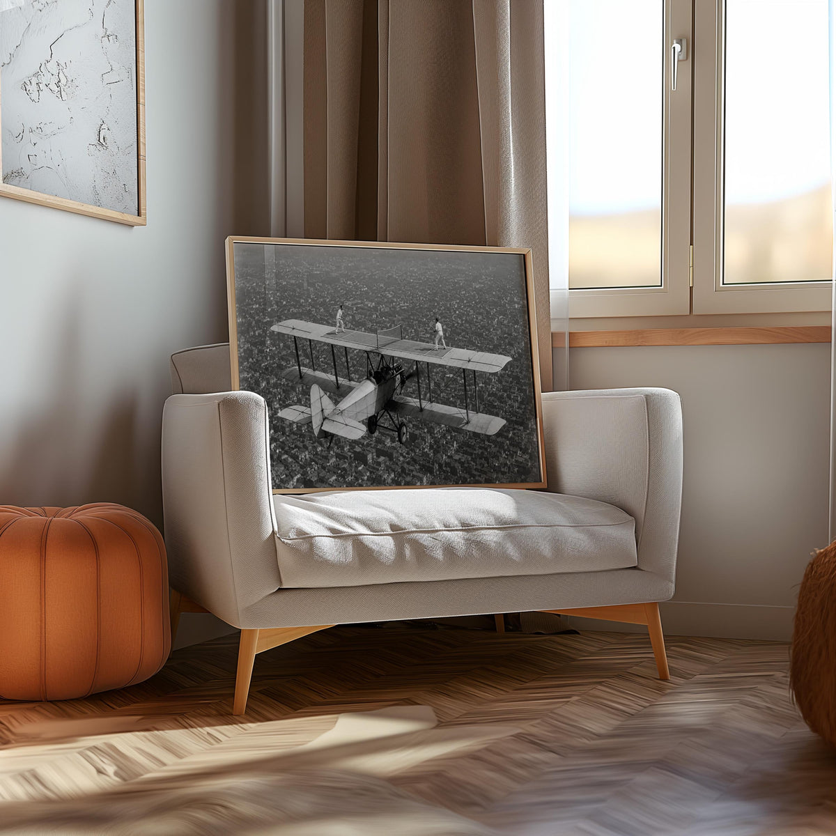 Vintage Airplane Print, Tennis Match On A Plane Photo, Quirky Retro Airline Wall Art, Surreal Sports Decor, Pilot Gift