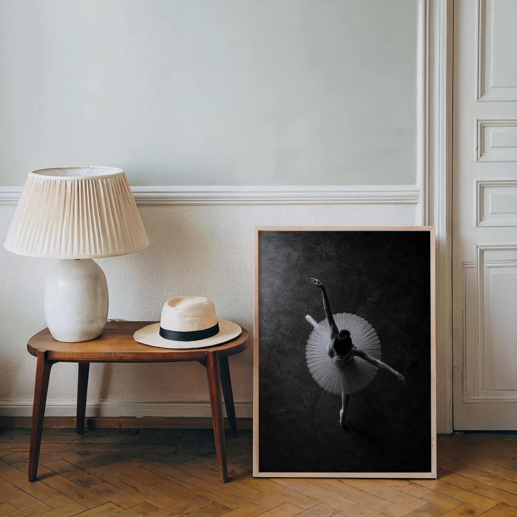 Ballerina Aerial Tutu Wall Art, Balletcore Black White Photography, Fine Art Dance Studio Print, Ballet Lover Gift,