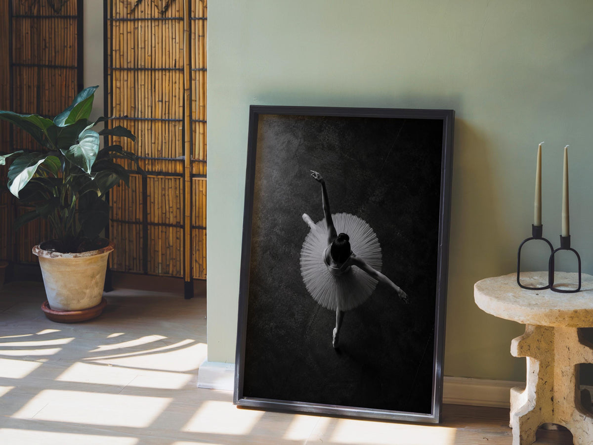 Ballerina Aerial Tutu Wall Art, Balletcore Black White Photography, Fine Art Dance Studio Print, Ballet Lover Gift,