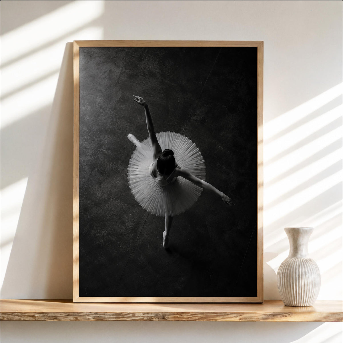 Ballerina Aerial Tutu Wall Art, Balletcore Black White Photography, Fine Art Dance Studio Print, Ballet Lover Gift,
