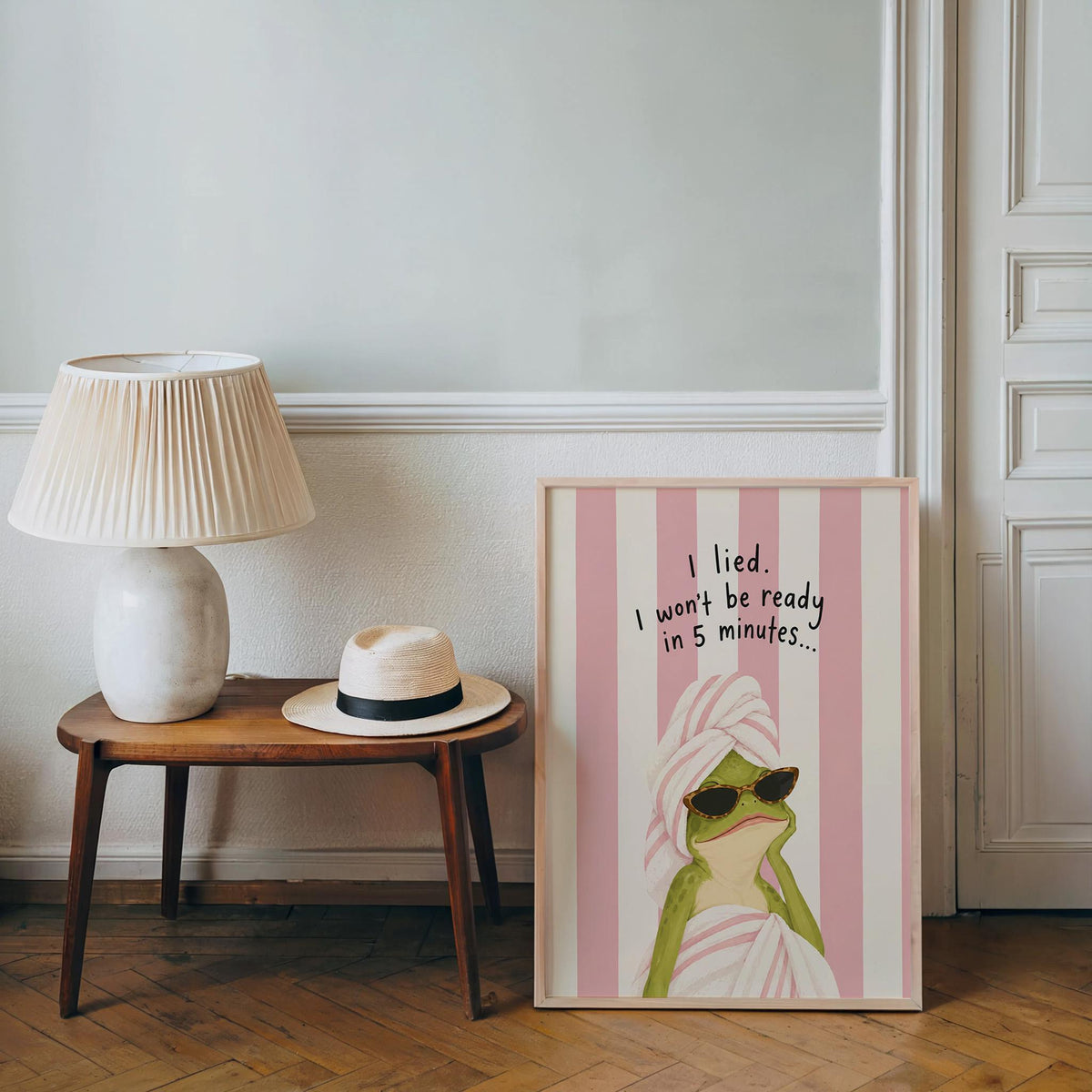Funny Frog Bathroom Poster, I Lied I Won’t Be Ready in 5 Minutes, Teen Girl Wall Art, Girly Quote Print, Quirky Powder Room Restroom Decor