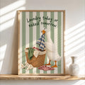 Silly Goose 'Laundry Today or Naked Tomorrow' Print, Funny Laundry Room Wall Art, Retro Quote Poster, Quirky Duck Bathroom Decor