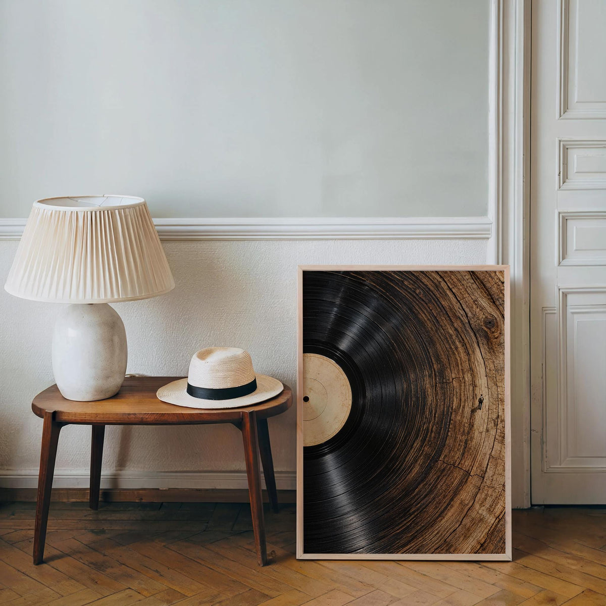 Vinyl Record Tree Ring Wall Art, Wood Grain Music Poster, Surreal Nature Lover Print, Conceptual Rustic Woodland Decor