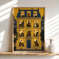 Jazz Music House Print, Black Musicians in Windows Wall Art, Afrocentric Soul Decor, French European Street, Trumpet Piano Guitar & Drums